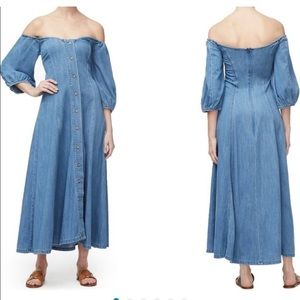Good American Off the Shoulder Chambray Dress XL